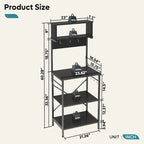 60 Inch Kitchen Baker's Rack with Hutch 8 Side Hooks