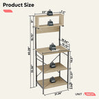 60 Inch Kitchen Baker's Rack with Hutch 8 Side Hooks