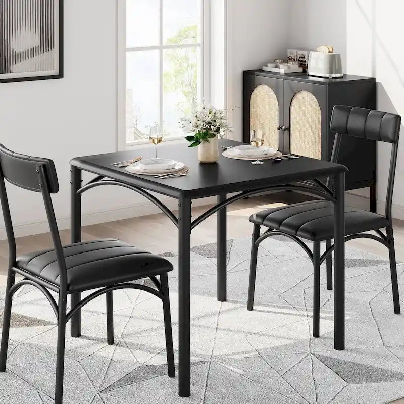 Kitchen Dining Table Set for 2 with Upholstered Chairs