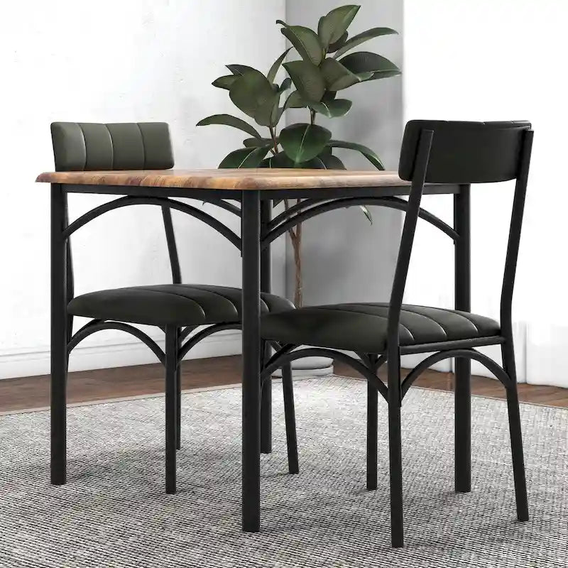 Kitchen Dining Table Set for 2 with Upholstered Chairs