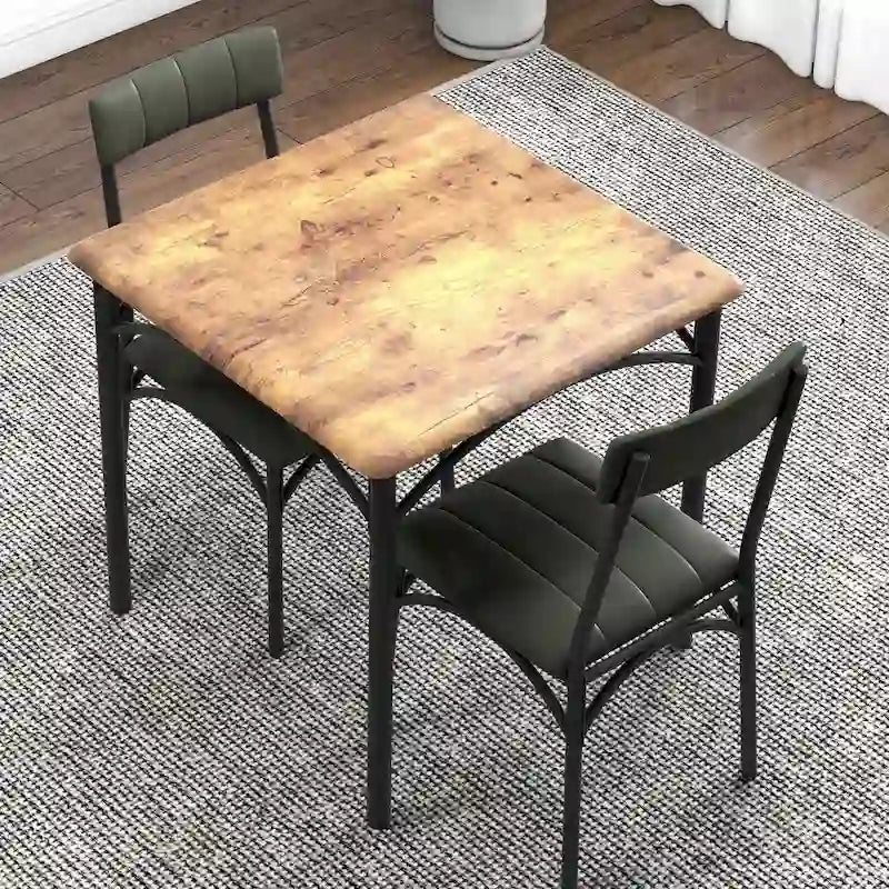 Kitchen Dining Table Set for 2 with Upholstered Chairs