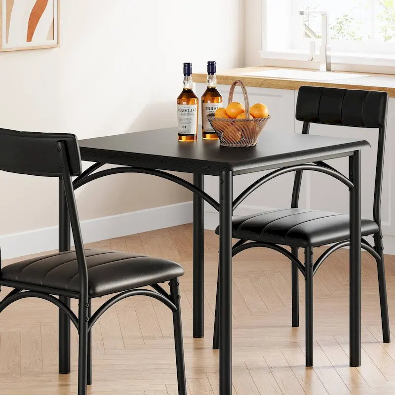 Kitchen Dining Table Set for 2 with Upholstered Chairs