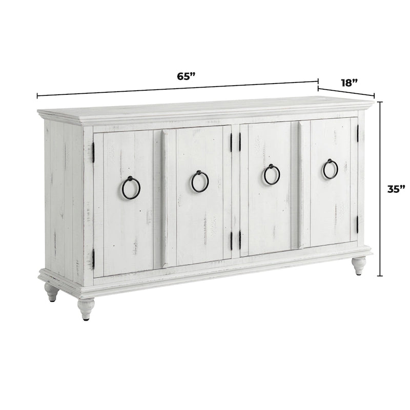 Central Park 65-inch Solid Wood 4-door TV Stand Console - 35 inches high x 65 inches wide x 18 inches deep