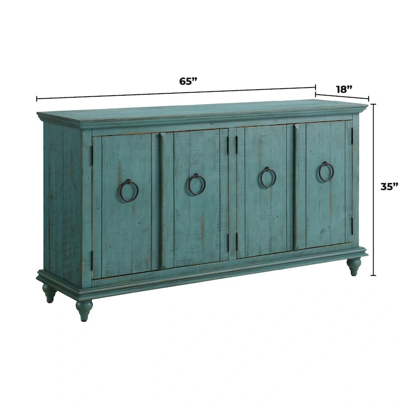 Central Park 65-inch Solid Wood 4-door TV Stand Console - 35 inches high x 65 inches wide x 18 inches deep