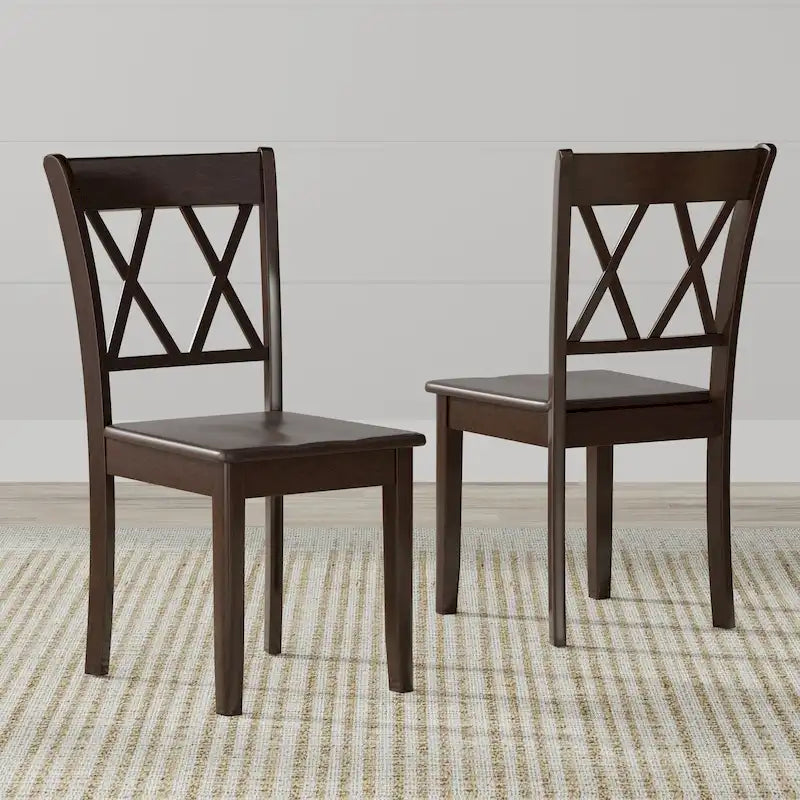 5-Piece Dining Set, 42 Round Drop-Leaf Table and Double X-Back Chairs
