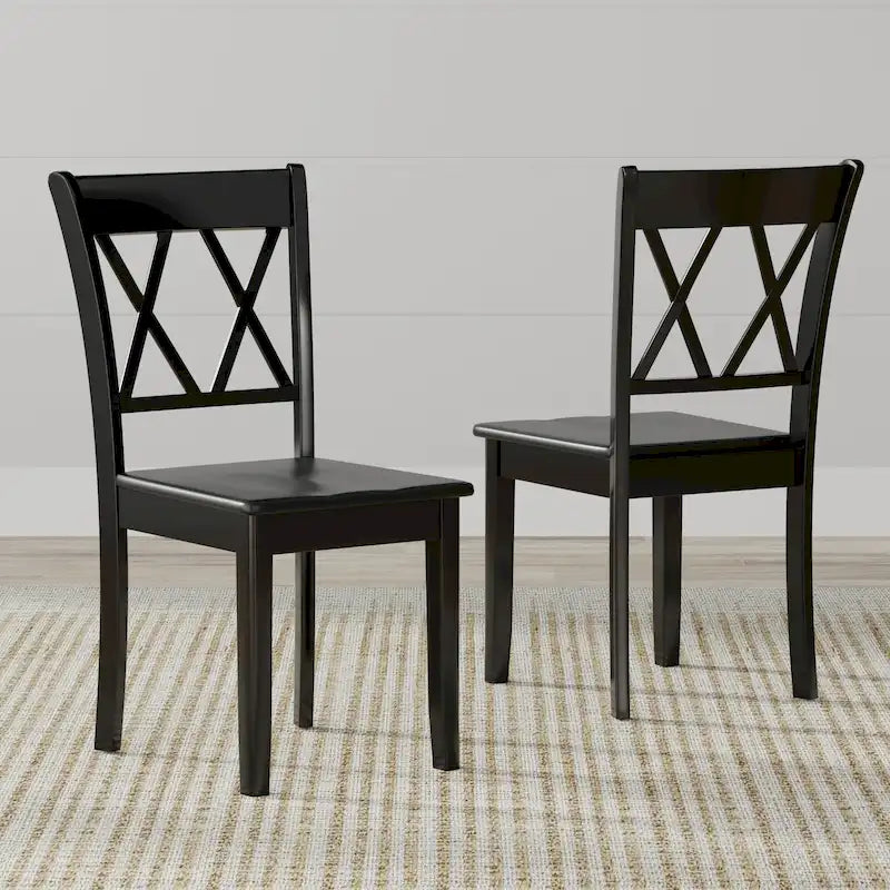 5-Piece Dining Set, 42 Round Drop-Leaf Table and Double X-Back Chairs