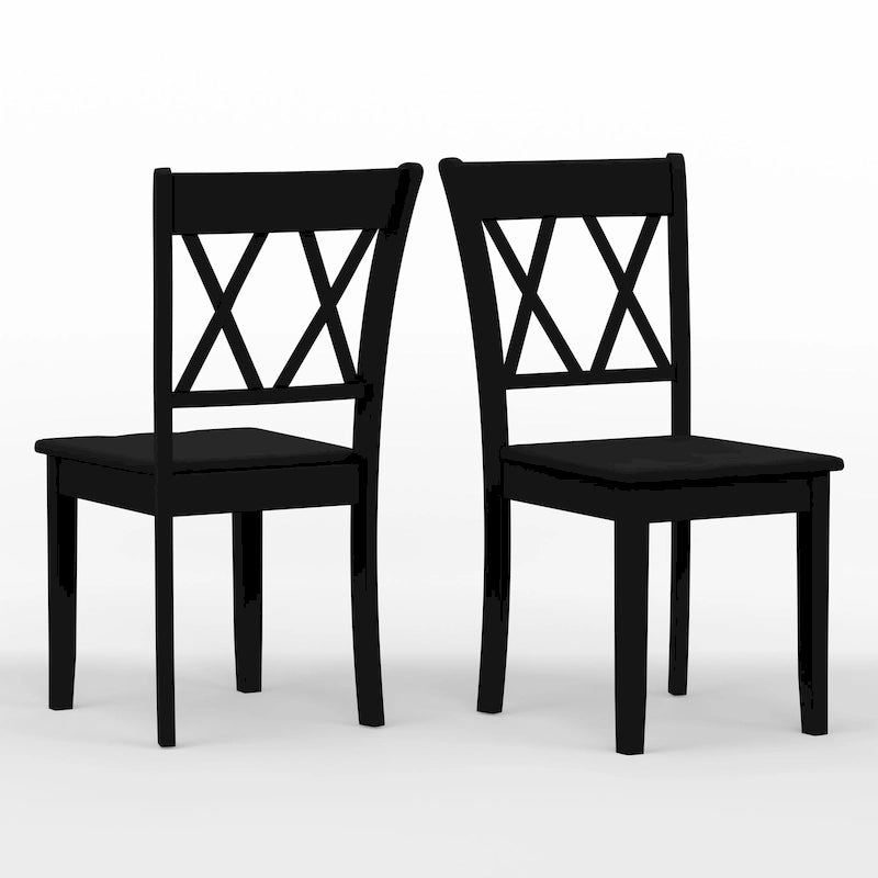 5-Piece Dining Set, 42 Round Drop-Leaf Table and Double X-Back Chairs