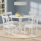 5-Piece Dining Set, 42 Round Drop-Leaf Table and Double X-Back Chairs