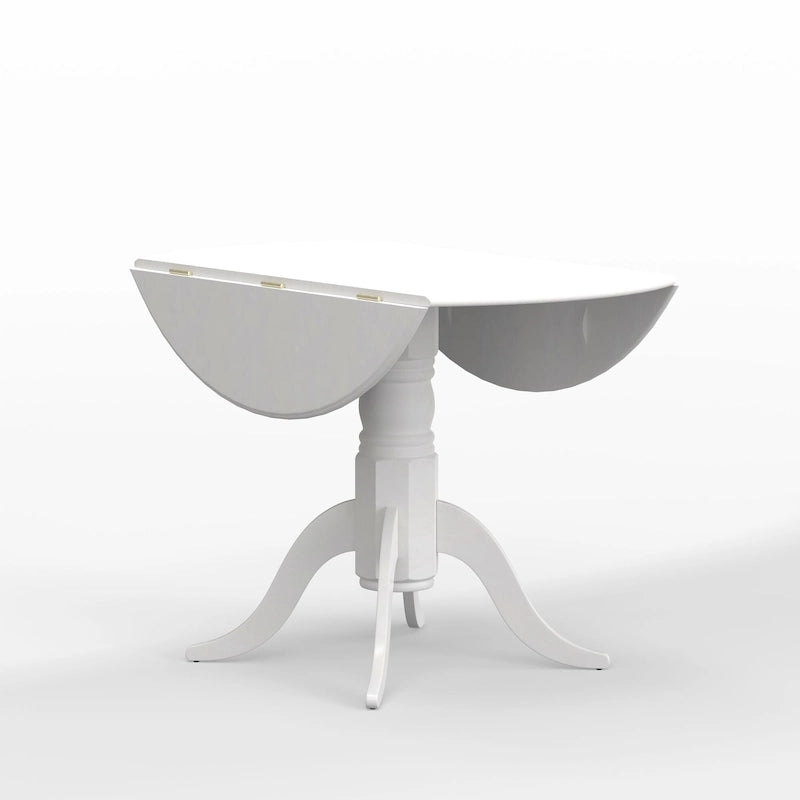 5-Piece Dining Set, 42 Round Drop-Leaf Table and Double X-Back Chairs