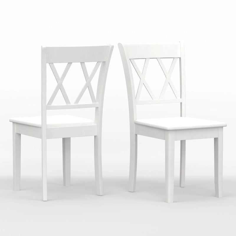 5-Piece Dining Set, 42 Round Drop-Leaf Table and Double X-Back Chairs
