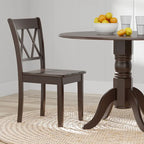5-Piece Dining Set, 42 Round Drop-Leaf Table and Double X-Back Chairs