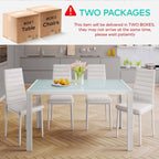 5 Pieces Glass Dining Table Set, 4 Person Modern Home Kitchen Chairs with High Back PU Leather Dining Chairs