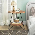 Round End Table, 2 Tier Wood Sofa Side Table for Living Room Bedroom