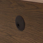 Minimalist TV Stand with DrawersSolid Wood Media Console with Cabinets, Flip-down Door, Walnut Veneer, Fully-Assembled