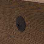 Minimalist TV Stand with DrawersSolid Wood Media Console with Cabinets, Flip-down Door, Walnut Veneer, Fully-Assembled