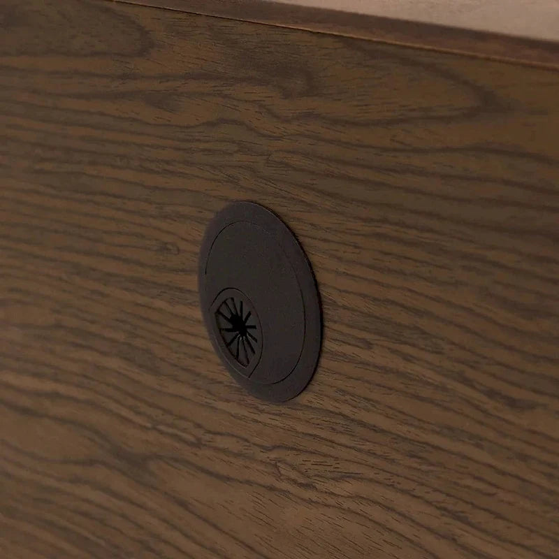 Minimalist TV Stand with DrawersSolid Wood Media Console with Cabinets, Flip-down Door, Walnut Veneer, Fully-Assembled