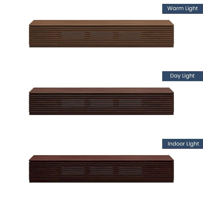 Minimalist TV Stand with DrawersSolid Wood Media Console with Cabinets, Flip-down Door, Walnut Veneer, Fully-Assembled