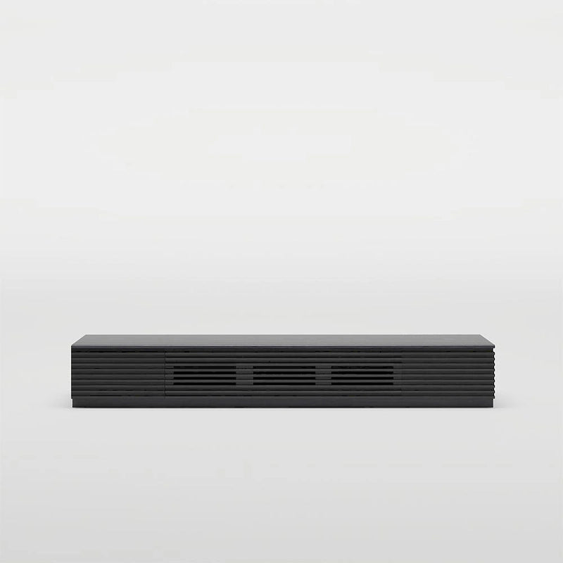 Minimalist TV Stand with DrawersSolid Wood Media Console with Cabinets, Flip-down Door, Walnut Veneer, Fully-Assembled