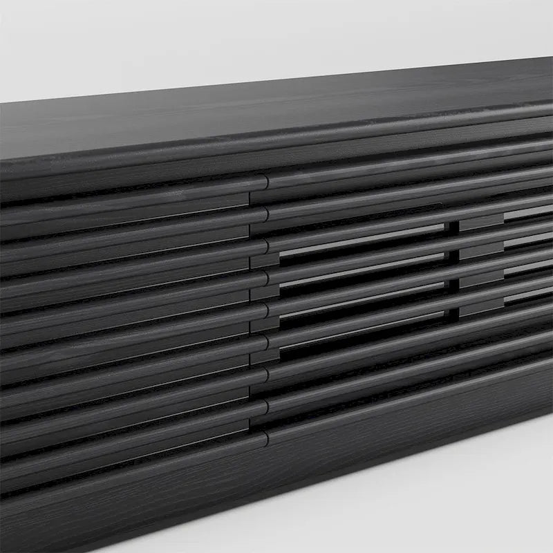 Minimalist TV Stand with DrawersSolid Wood Media Console with Cabinets, Flip-down Door, Walnut Veneer, Fully-Assembled