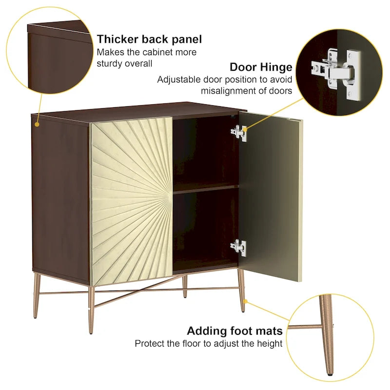 Clihome 2 Door Vintage Wood Media Storage Accent Cabinet