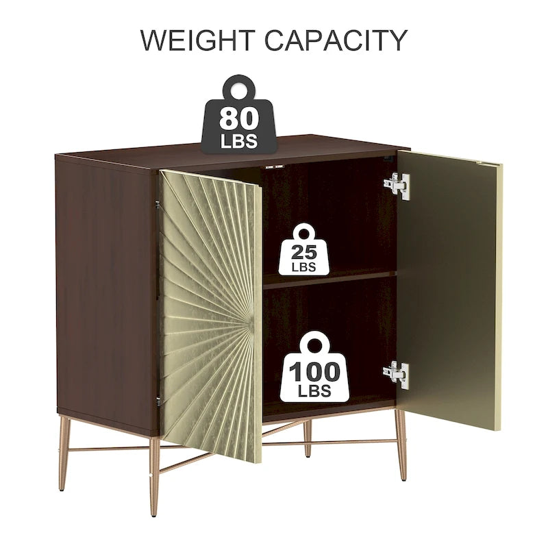 Clihome 2 Door Vintage Wood Media Storage Accent Cabinet