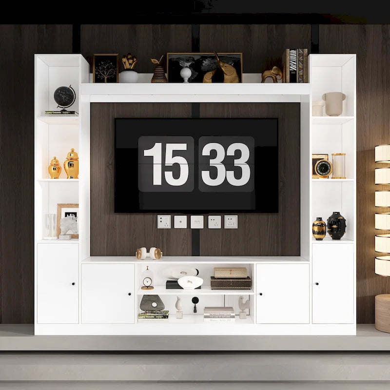 Entertainment Hub w/Fireplace Insert Compatibility Sleek Media Center