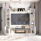 Entertainment Hub w/Fireplace Insert Compatibility Sleek Media Center