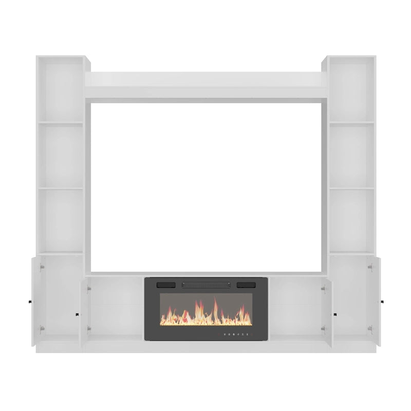 Entertainment Hub w/Fireplace Insert Compatibility Sleek Media Center