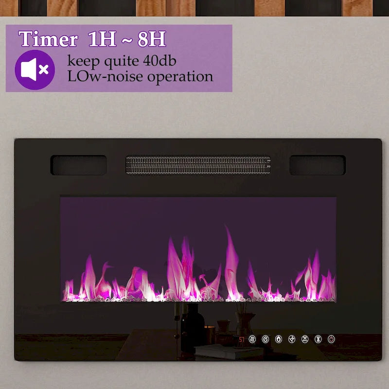 Entertainment Hub w/Fireplace Insert Compatibility Sleek Media Center