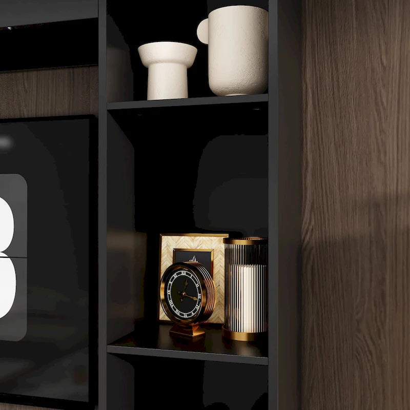 Entertainment Hub w/Fireplace Insert Compatibility Sleek Media Center