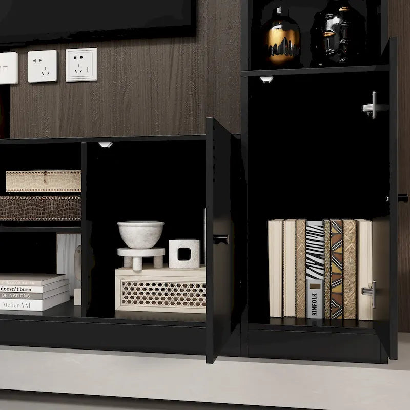 Entertainment Hub w/Fireplace Insert Compatibility Sleek Media Center