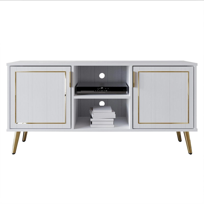CraftPorch Elegant Modern Gold Metal Legs TV Stand Console