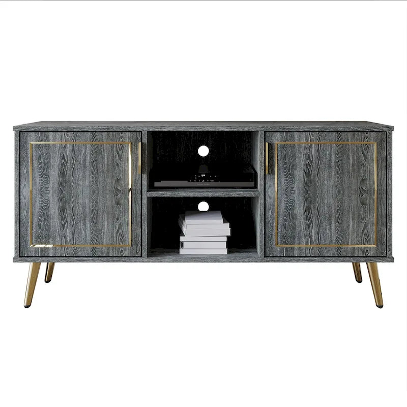 CraftPorch Elegant Modern Gold Metal Legs TV Stand Console