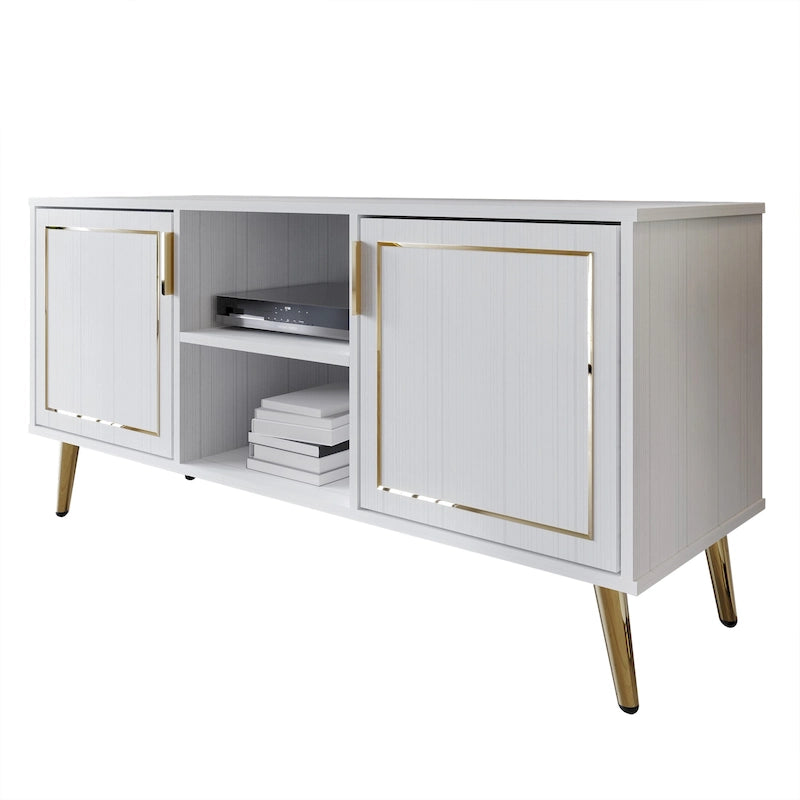 CraftPorch Elegant Modern Gold Metal Legs TV Stand Console