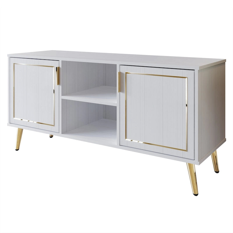 CraftPorch Elegant Modern Gold Metal Legs TV Stand Console