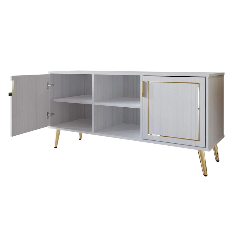 CraftPorch Elegant Modern Gold Metal Legs TV Stand Console
