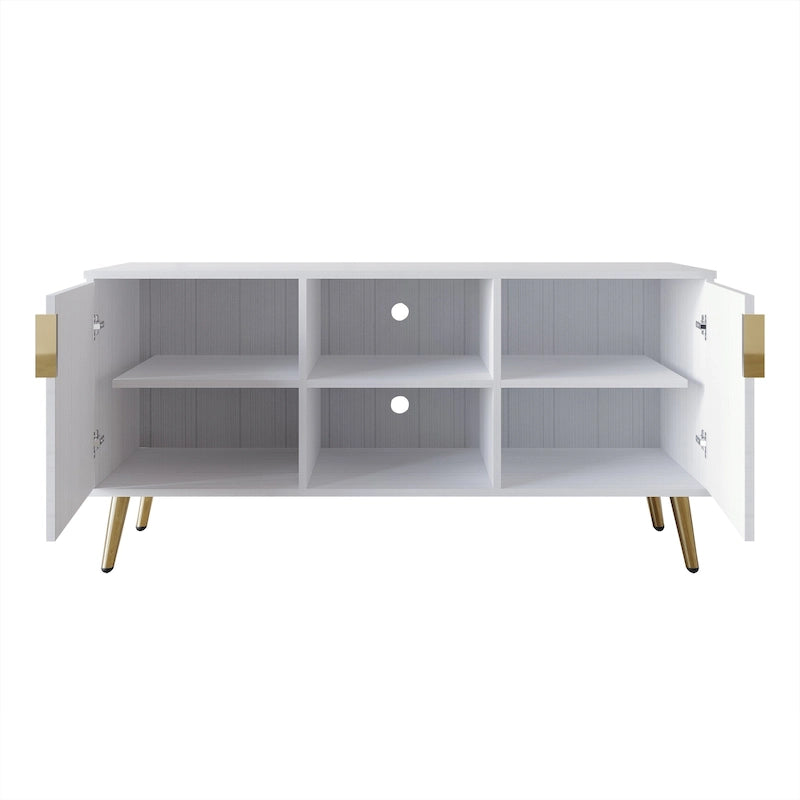 CraftPorch Elegant Modern Gold Metal Legs TV Stand Console