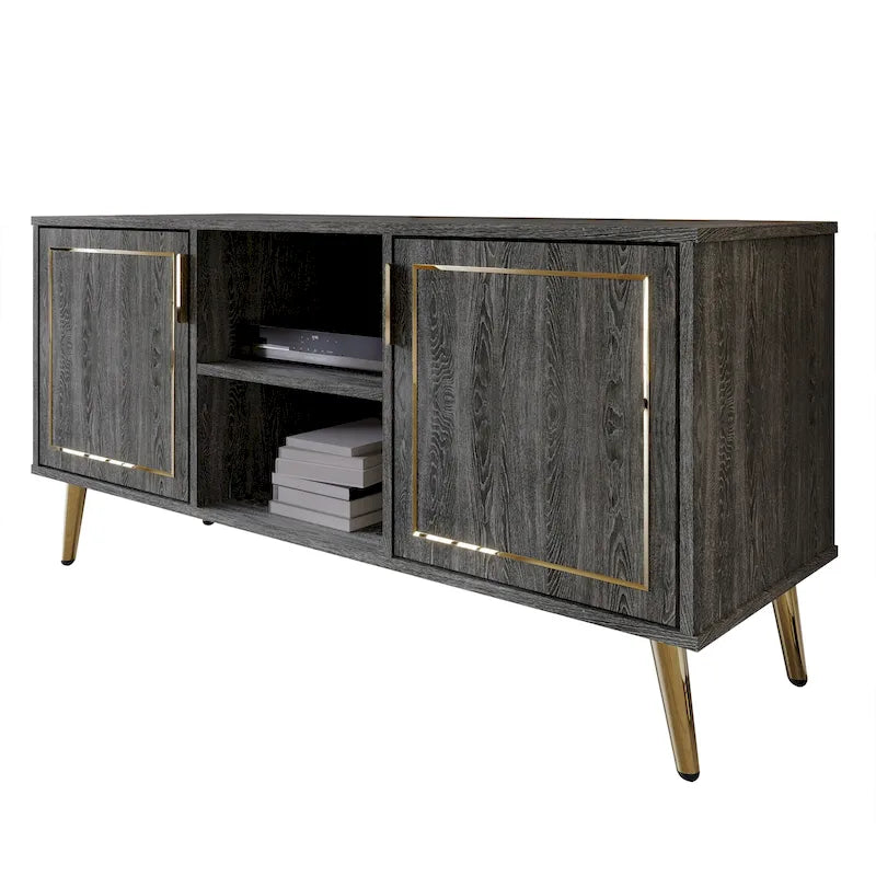 CraftPorch Elegant Modern Gold Metal Legs TV Stand Console