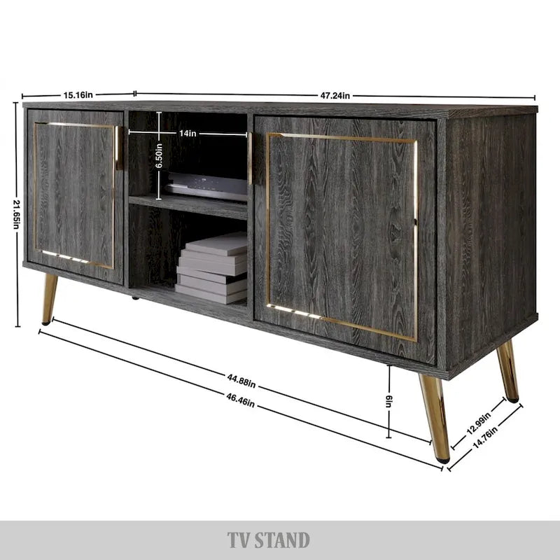 CraftPorch Elegant Modern Gold Metal Legs TV Stand Console