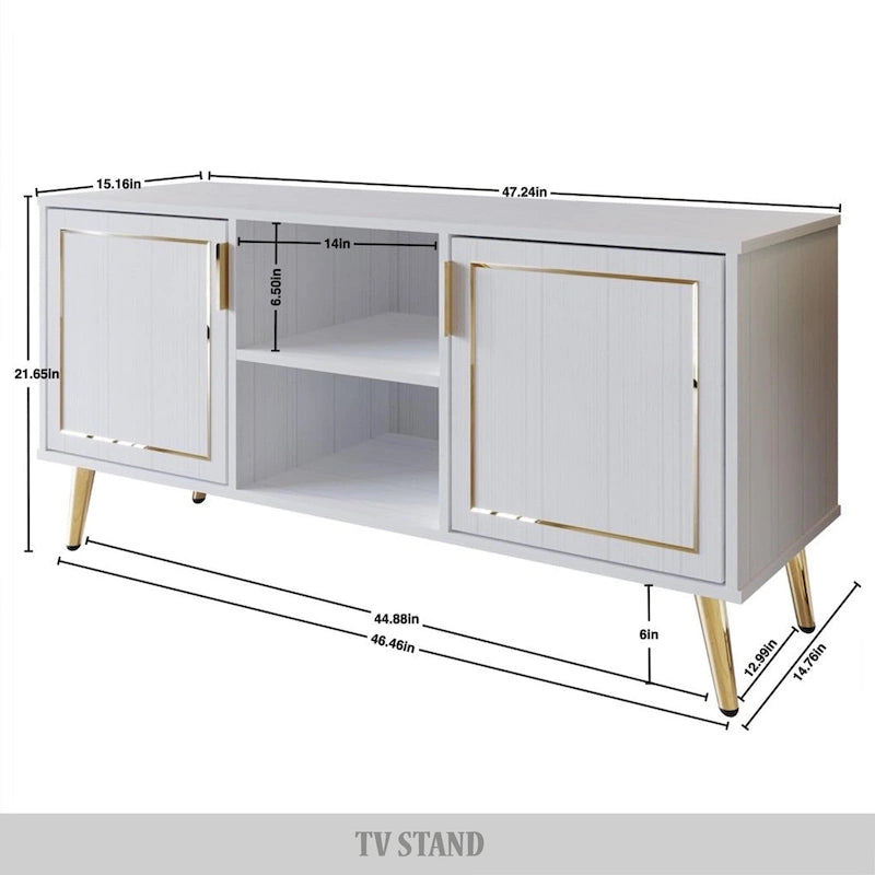 CraftPorch Elegant Modern Gold Metal Legs TV Stand Console