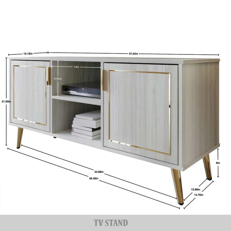 CraftPorch Elegant Modern Gold Metal Legs TV Stand Console