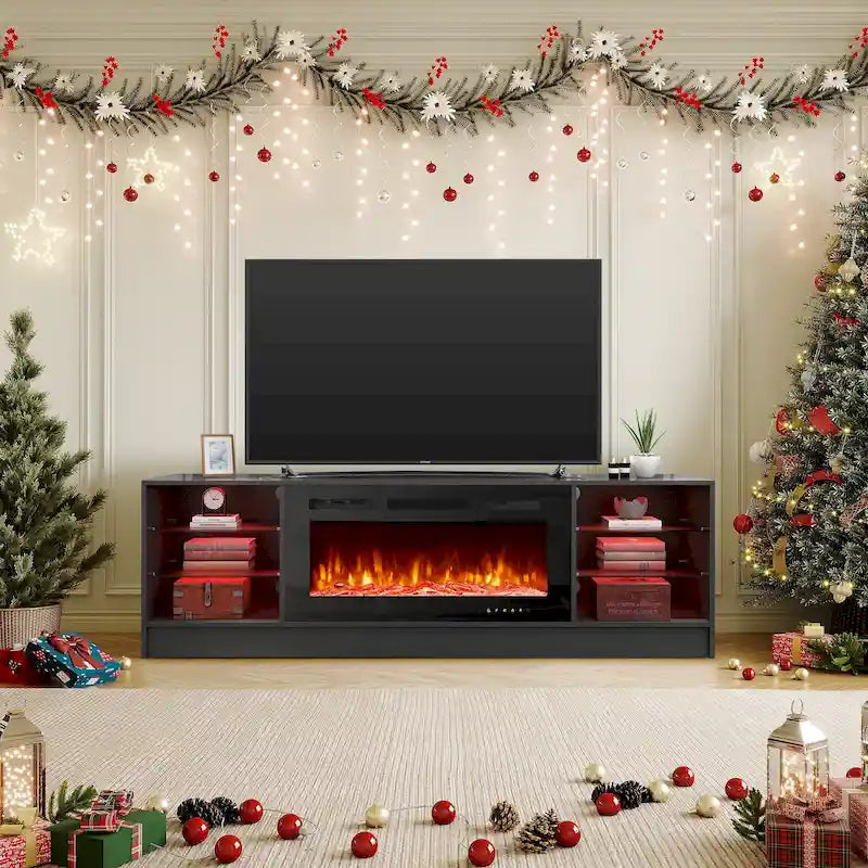 36 Electric Fireplace TV Stand, Entertainment Center & TV Console for TVs up to 80, Modern Fireplace Heater for Living Room
