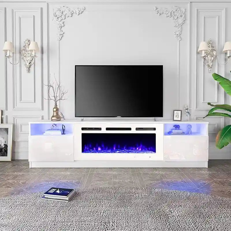 36 Electric Fireplace TV Stand, Entertainment Center & TV Console for TVs up to 80, Modern Fireplace Heater for Living Room