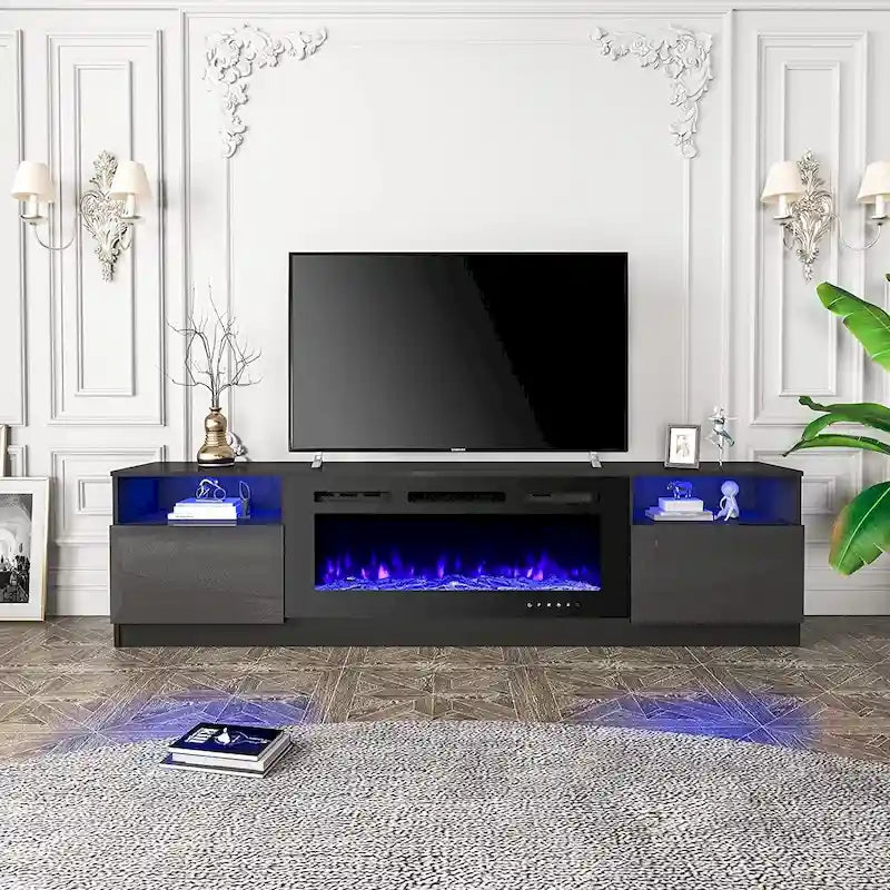 36 Electric Fireplace TV Stand, Entertainment Center & TV Console for TVs up to 80, Modern Fireplace Heater for Living Room