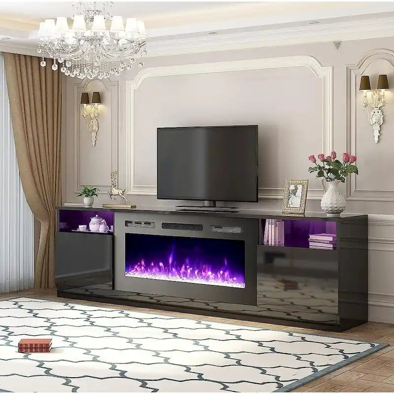 36 Electric Fireplace TV Stand, Entertainment Center & TV Console for TVs up to 80, Modern Fireplace Heater for Living Room