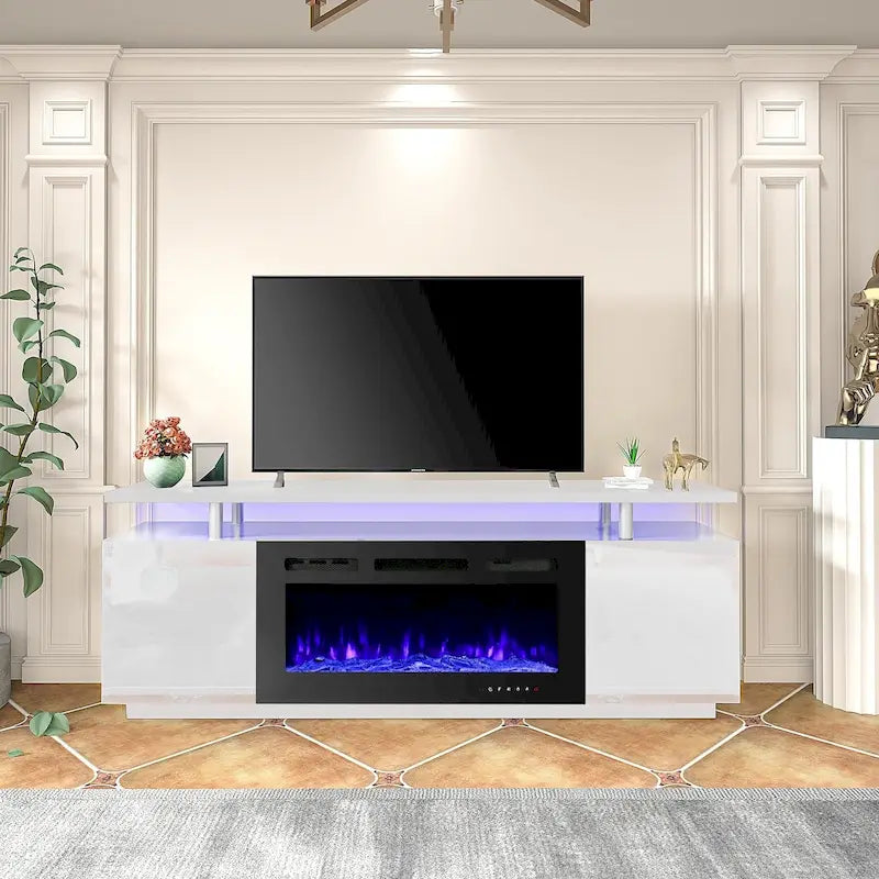 36 Electric Fireplace TV Stand, Entertainment Center & TV Console for TVs up to 80, Modern Fireplace Heater for Living Room