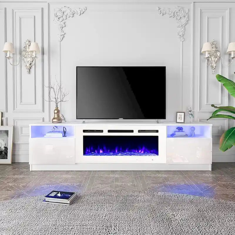 36 Electric Fireplace TV Stand, Entertainment Center & TV Console for TVs up to 80, Modern Fireplace Heater for Living Room