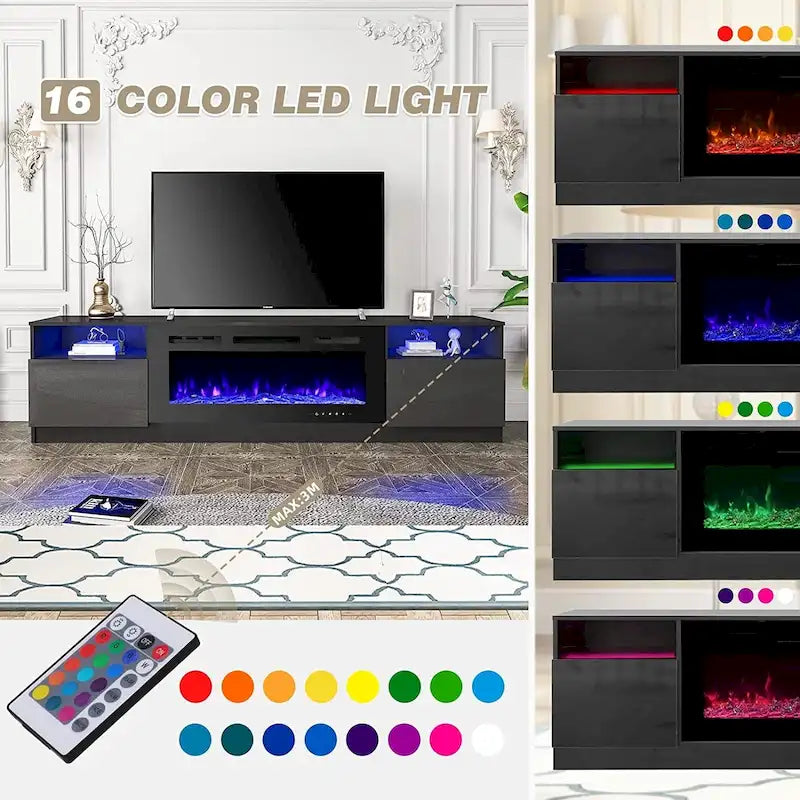 36 Electric Fireplace TV Stand, Entertainment Center & TV Console for TVs up to 80, Modern Fireplace Heater for Living Room