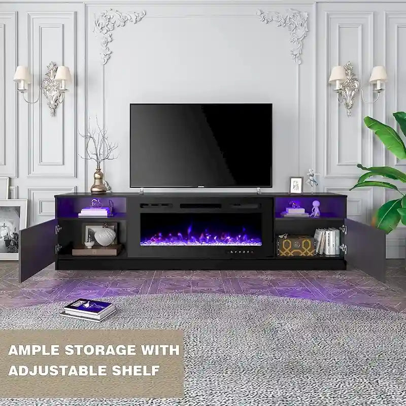 36 Electric Fireplace TV Stand, Entertainment Center & TV Console for TVs up to 80, Modern Fireplace Heater for Living Room