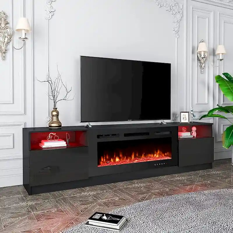 36 Electric Fireplace TV Stand, Entertainment Center & TV Console for TVs up to 80, Modern Fireplace Heater for Living Room